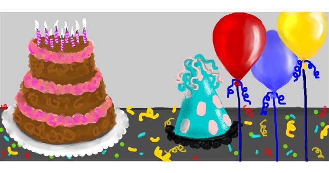 Drawing of Birthday cake by Debidolittle