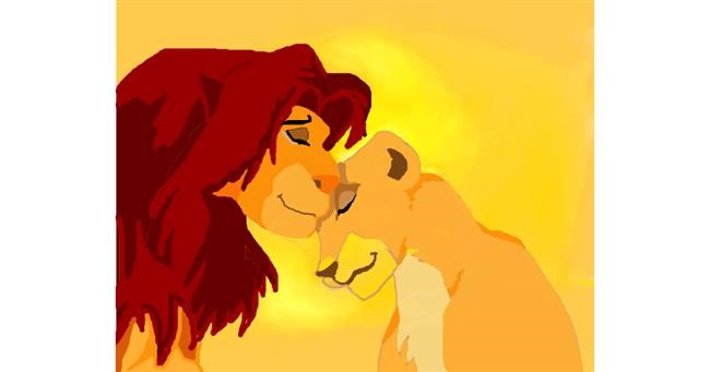 Drawing of Simba (Lion King) by dragonia