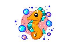 Drawing of Seahorse by Rain