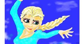 Drawing of Elsa (Disney) by flowerpot