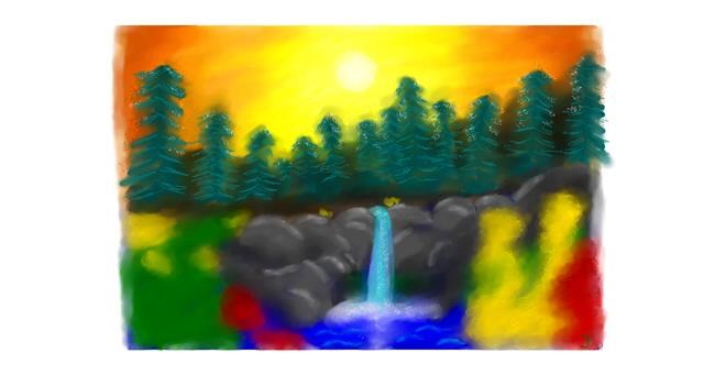 Drawing of Waterfall by Sara