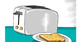 Drawing of Toaster by flowerpot