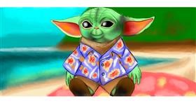 Drawing of Baby Yoda by Yukhei