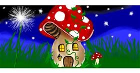 Drawing of Mushroom by Debidolittle