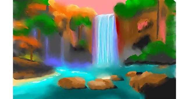 Drawing of Waterfall by Herbert