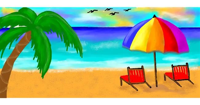 Drawing of Beach by Debidolittle