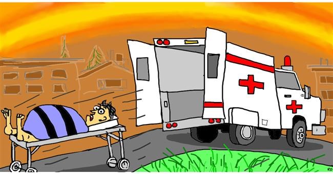 Drawing of Ambulance by Swimmer 