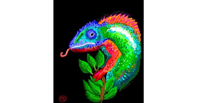 Drawing of Chameleon by GreyhoundMama