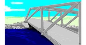 Drawing of Bridge by flowerpot