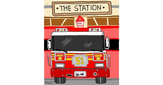 Drawing of Firetruck by GreyhoundMama