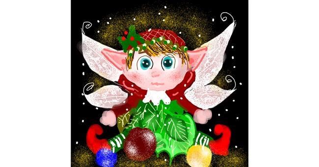 Drawing of Christmas elf by Eclat de Lune